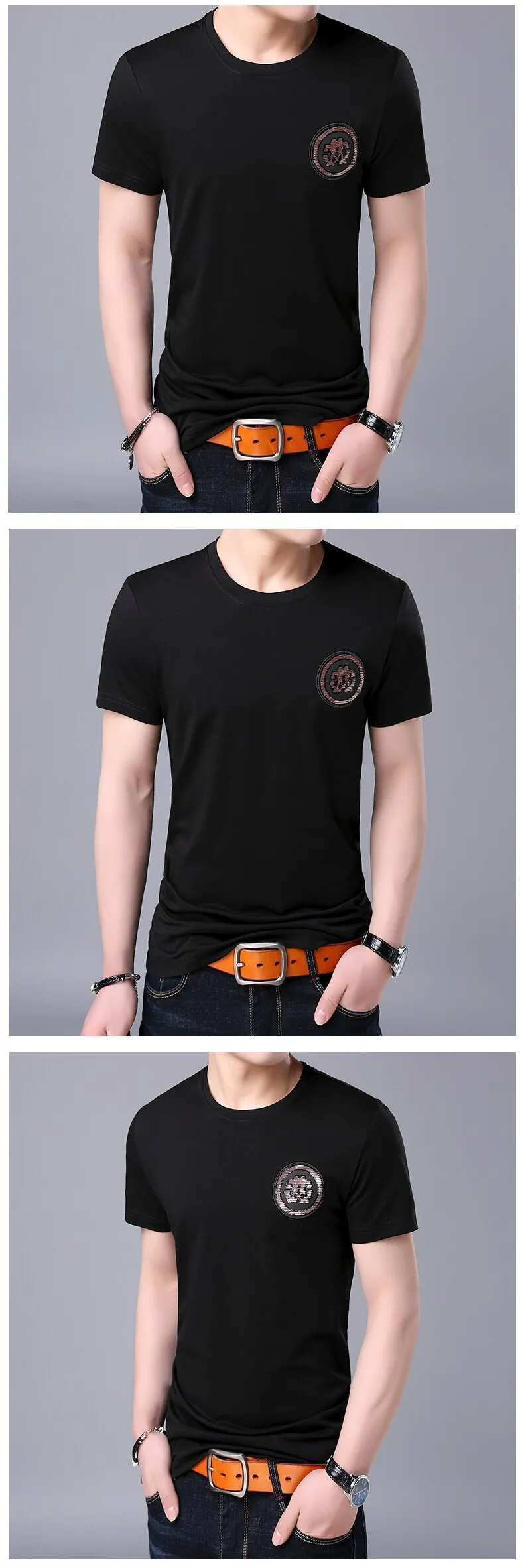2019 New Fashion Brand T Shirt Men O Neck Summer Street Style Tops Trending Pattern Korean Short Sleeve T-Shirt Mens Clothing