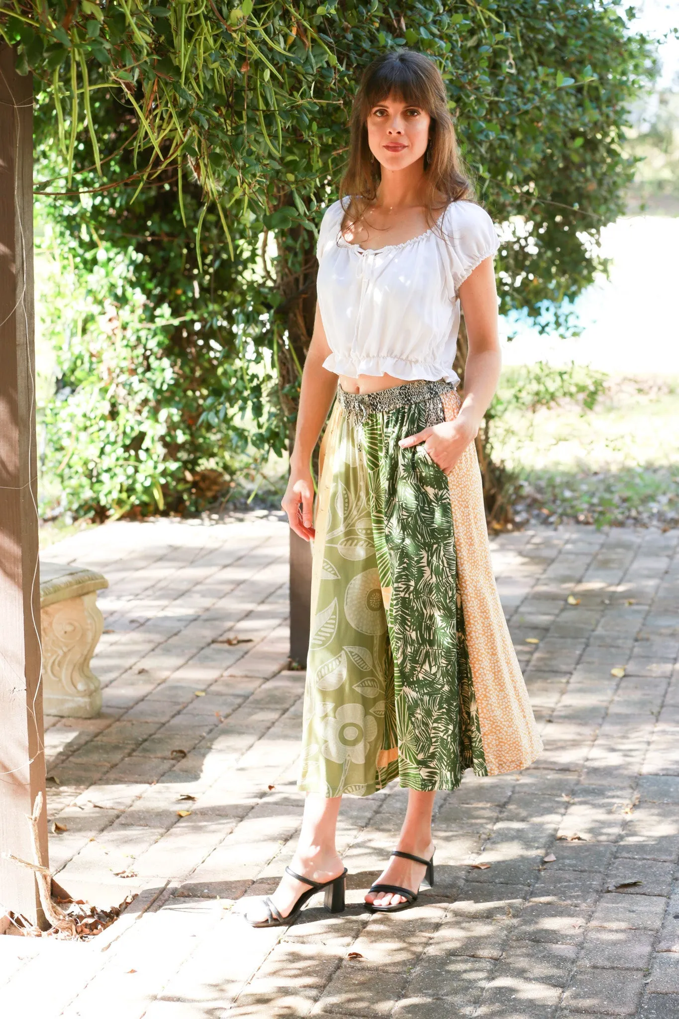 225126 Patchwork Hippie Jungle Dream Palazzo Pants
