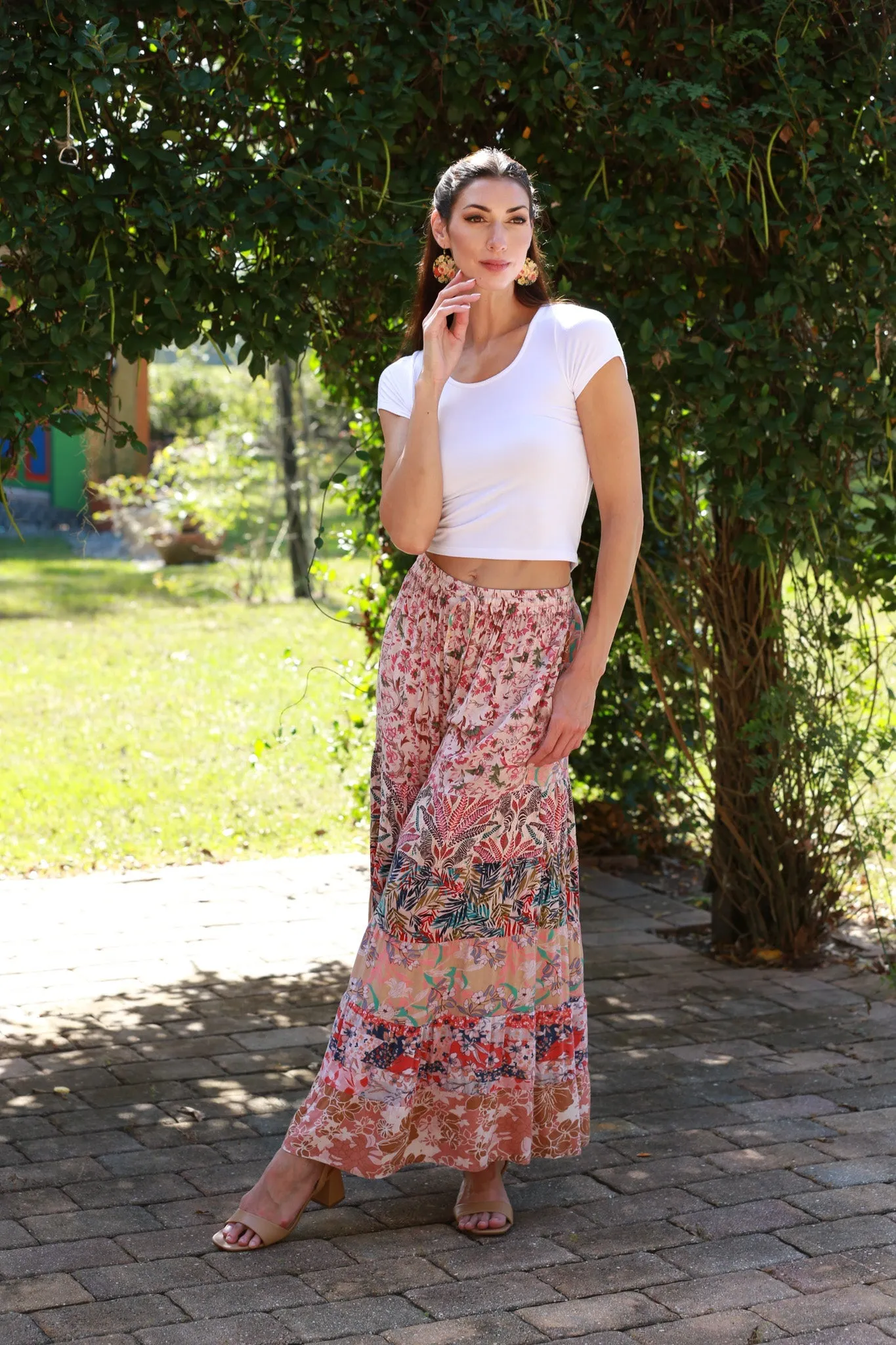225143 Pink Floral Muse Boho Palazzo Pants
