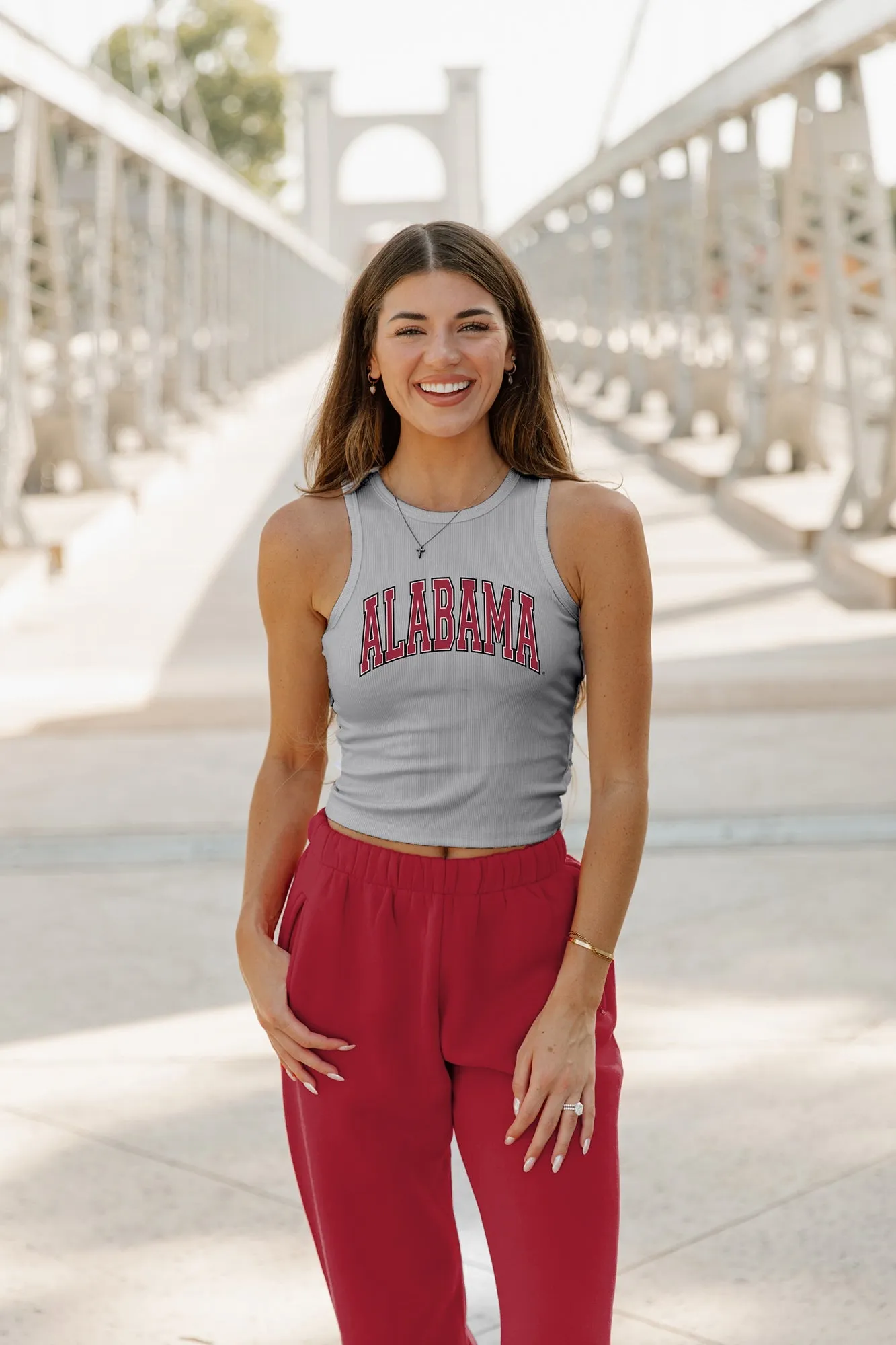 ALABAMA CRIMSON TIDE WELL PLAYED ESSENTIAL RIBBED CROP TANK BY MADI PREWETT TROUTT