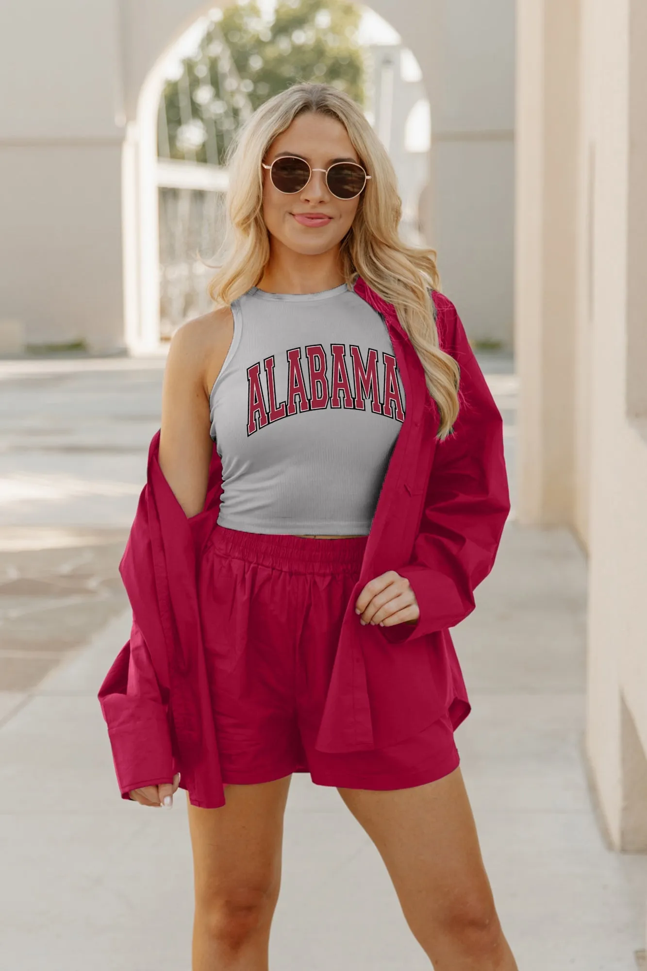 ALABAMA CRIMSON TIDE WELL PLAYED ESSENTIAL RIBBED CROP TANK BY MADI PREWETT TROUTT