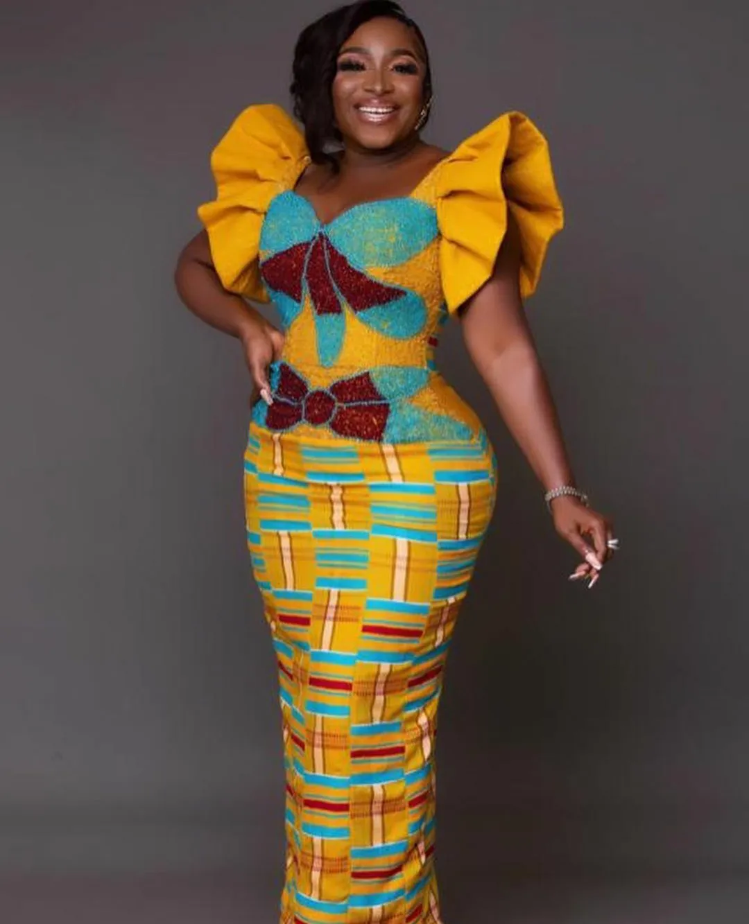 Authentic Hand Weaved Kente Wedding/ Event Dress AD451