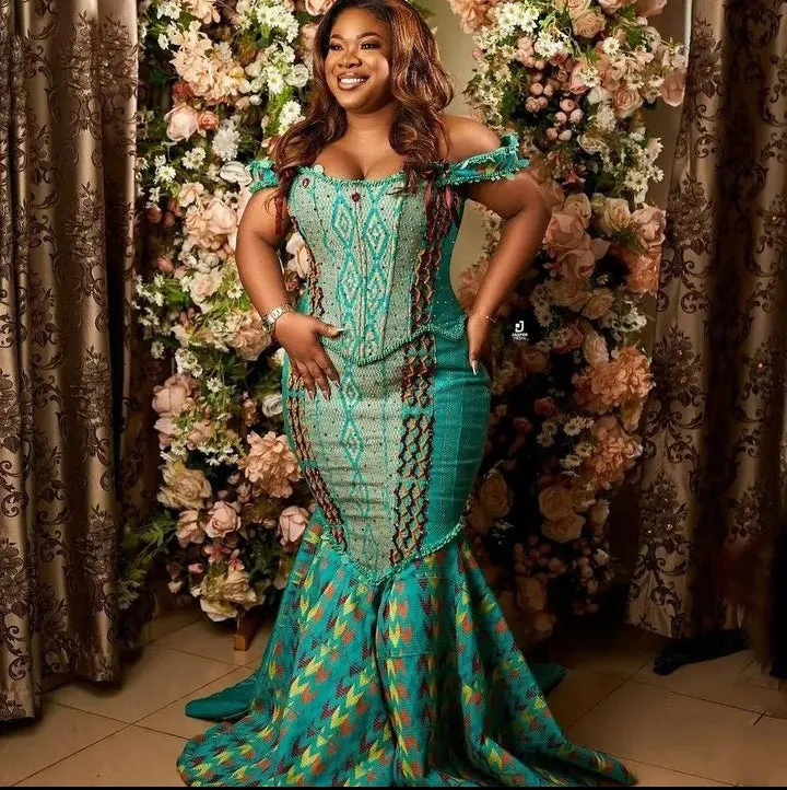 Authentic Hand Weaved Kente Wedding/ Event Dress D125