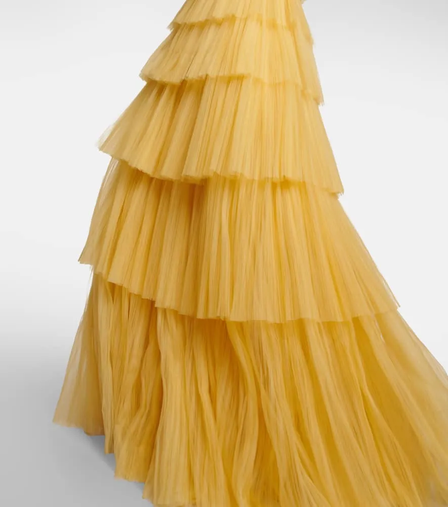 Costarellos Ruffled tulle gown