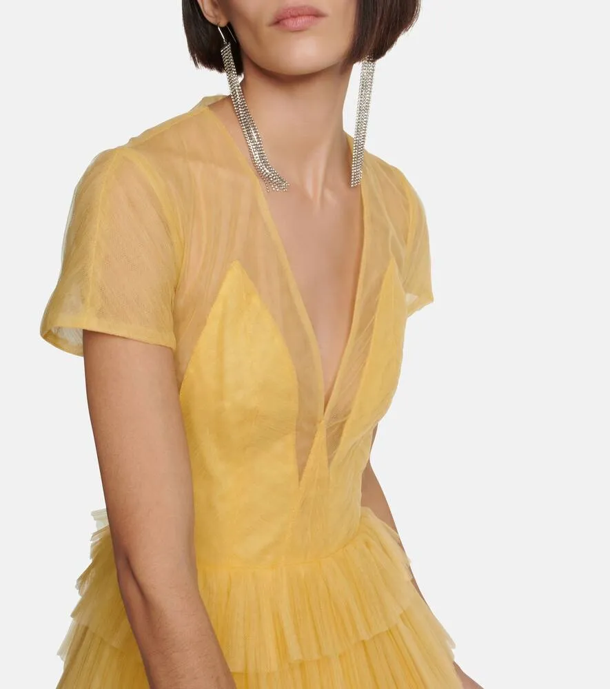 Costarellos Ruffled tulle gown