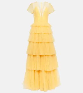 Costarellos Ruffled tulle gown