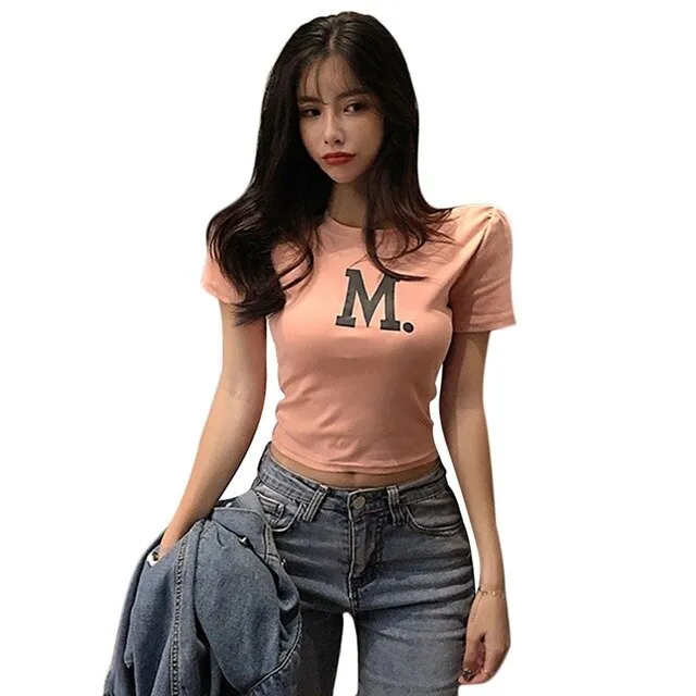 Cotton T Shirt Letter M