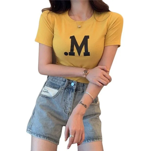 Cotton T Shirt Letter M