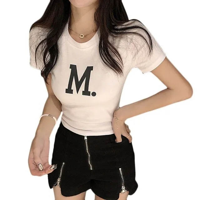 Cotton T Shirt Letter M