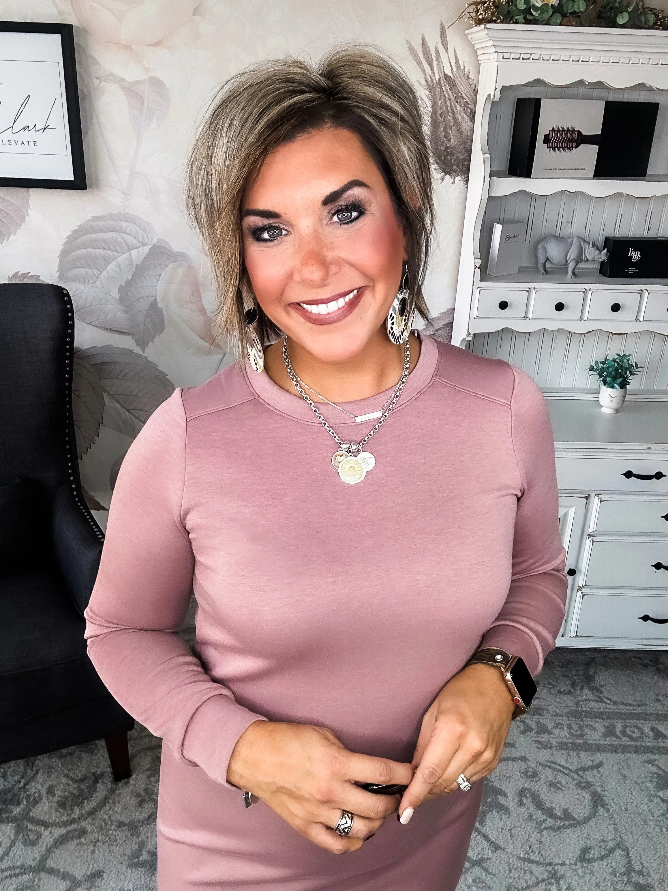 Cozy Up Shift Dress - Mauve