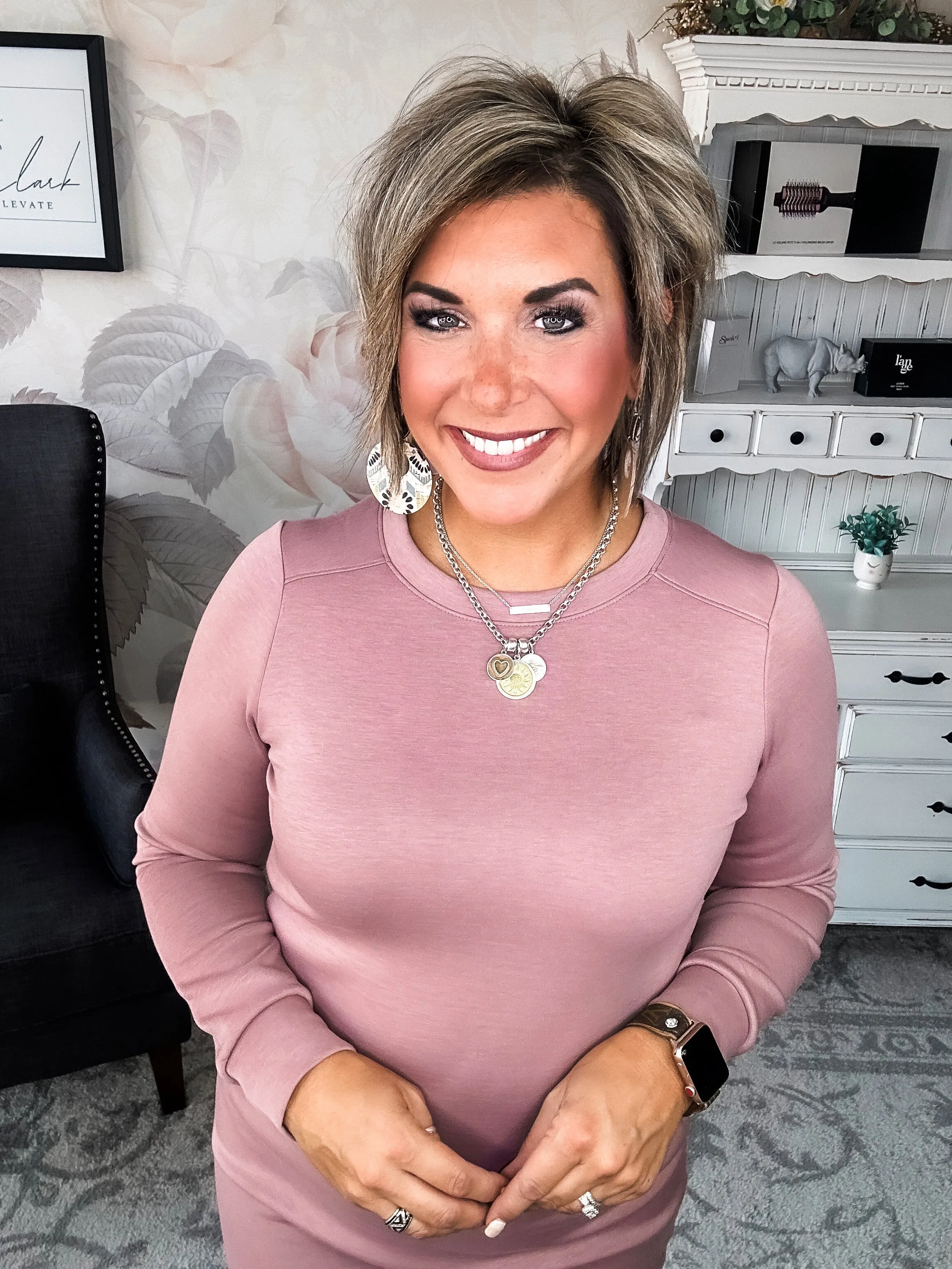 Cozy Up Shift Dress - Mauve