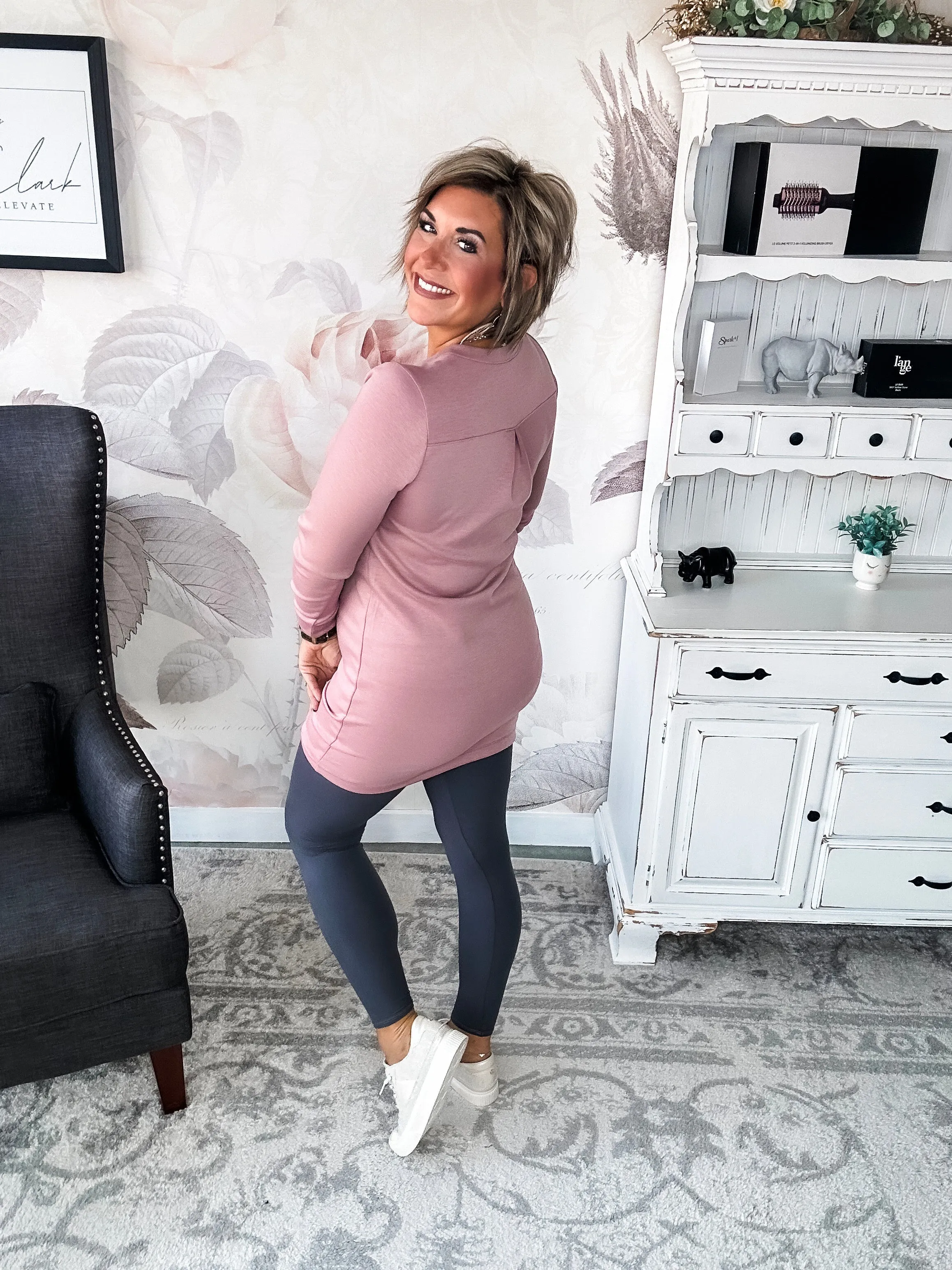 Cozy Up Shift Dress - Mauve