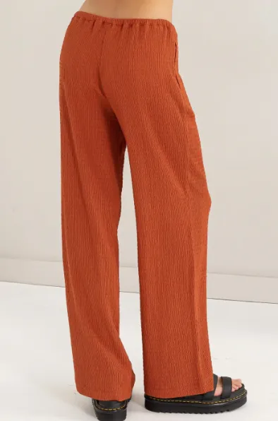 Crinkle Knit Wide Leg Drawstring Pants
