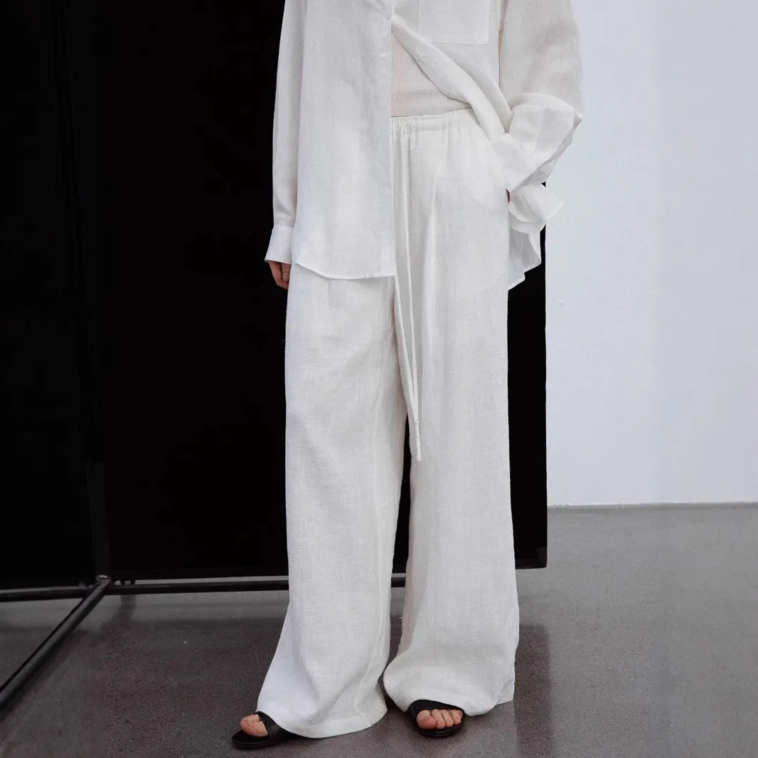 Early spring wear suit V-neck shirt loose and simple sunscreen long-sleeved shirt, drawstring casual trousers C0302