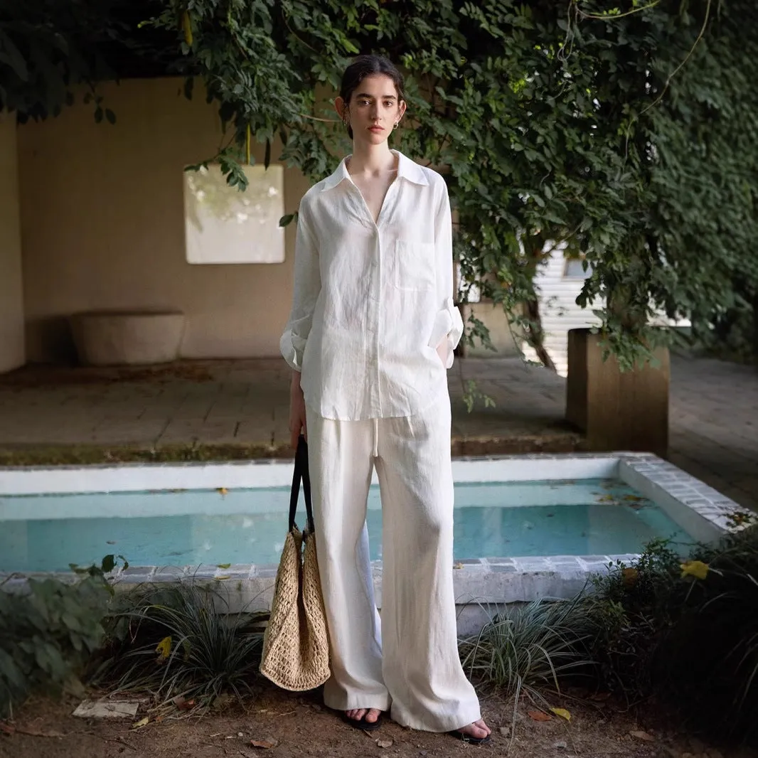 Early spring wear suit V-neck shirt loose and simple sunscreen long-sleeved shirt, drawstring casual trousers C0302