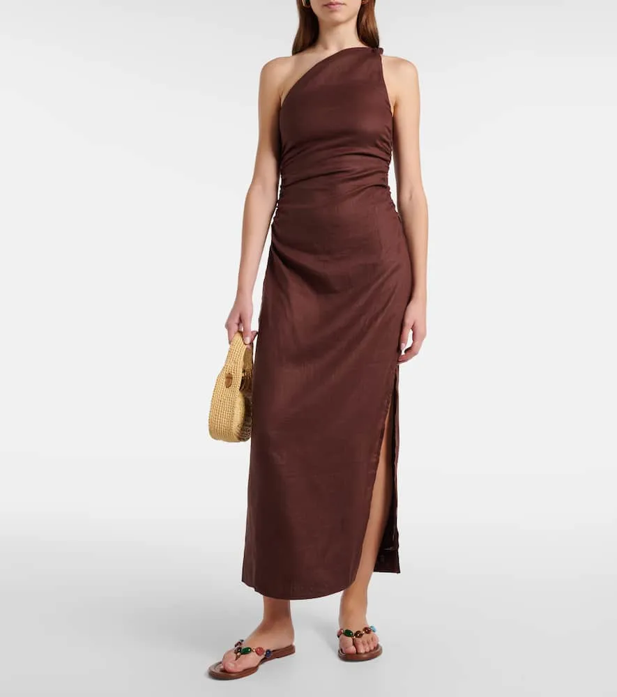 Faithfull Jomana one-shoulder linen midi dress