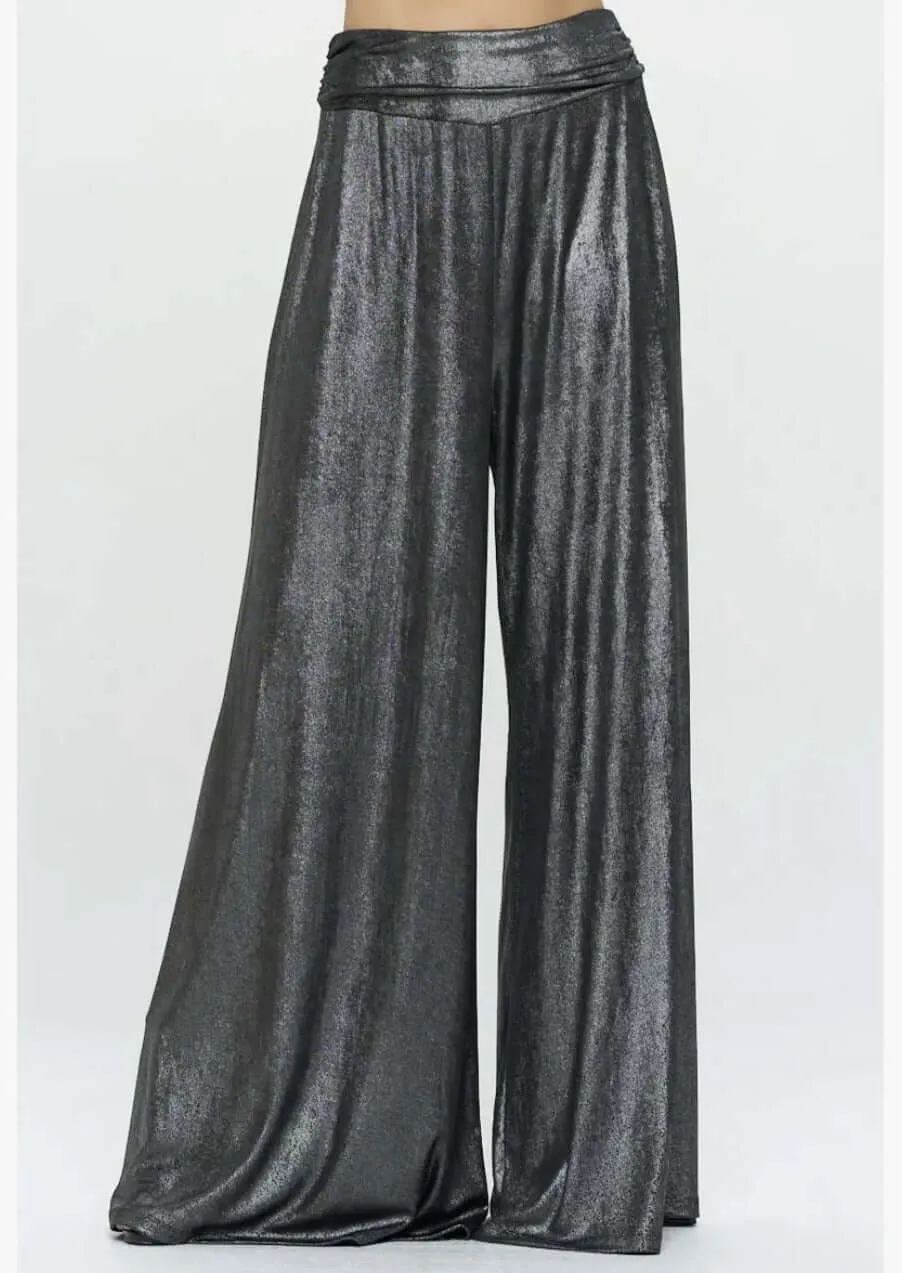 Gunmetal Metallic Palazzo Pants CLEARANCE FINAL SALE