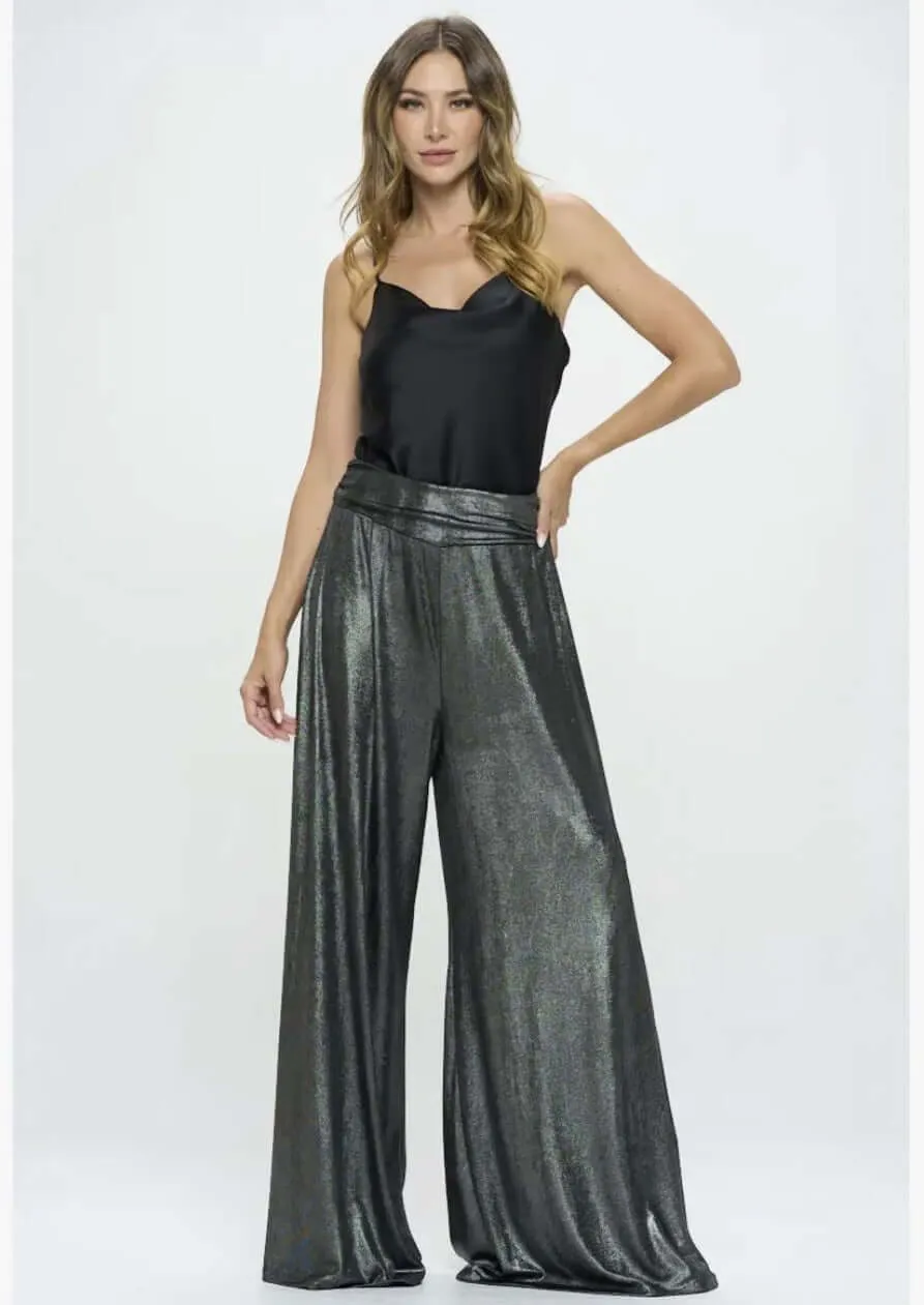 Gunmetal Metallic Palazzo Pants CLEARANCE FINAL SALE