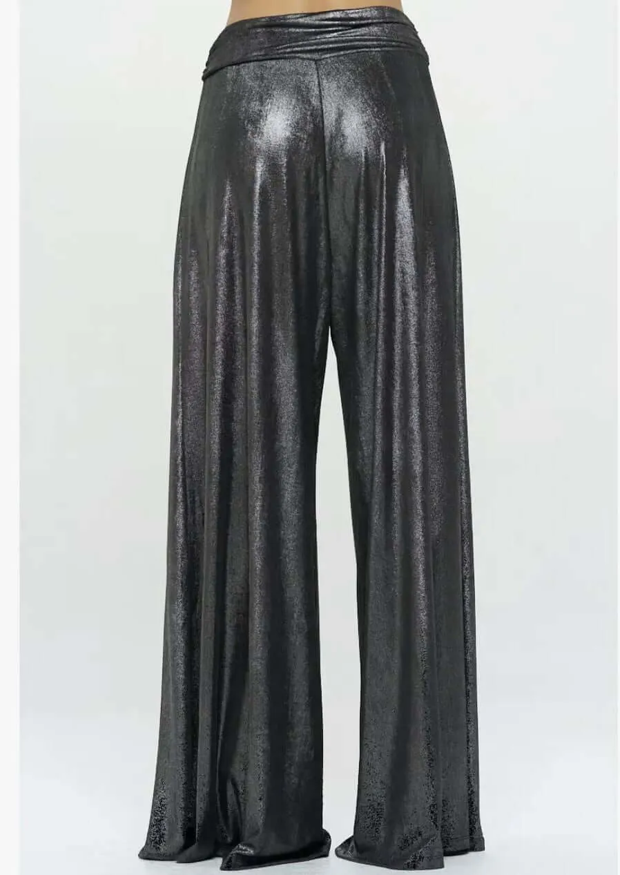 Gunmetal Metallic Palazzo Pants CLEARANCE FINAL SALE