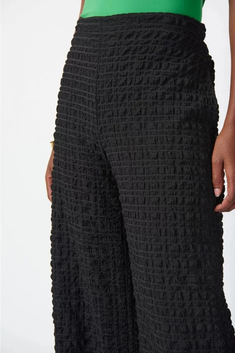 Joseph Ribkoff  Black Check Jacquard Wide-Leg Pants