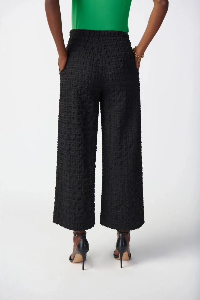 Joseph Ribkoff  Black Check Jacquard Wide-Leg Pants