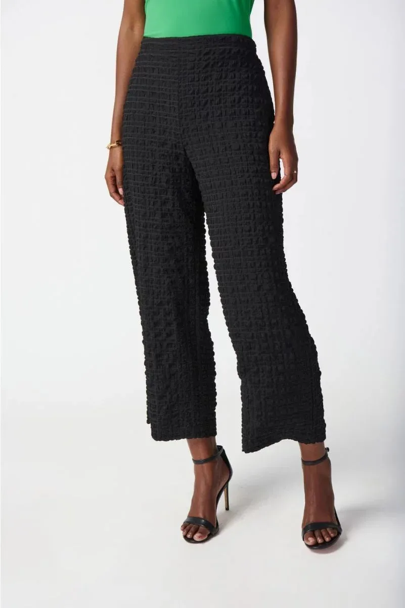 Joseph Ribkoff  Black Check Jacquard Wide-Leg Pants