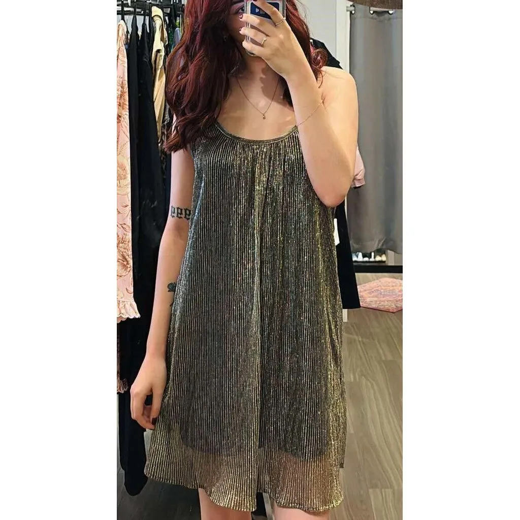 Lovemarks Metallic Shift Dress - Size Small