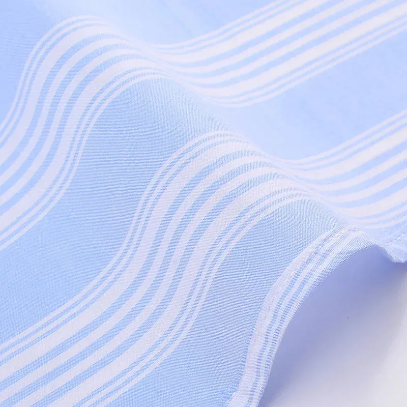 Men's Long-Sleeve Colors Striped Pocketless Shirts Premium Quality 100% Cotton Standard-fit Button-down Daily Casual Tops Shirt