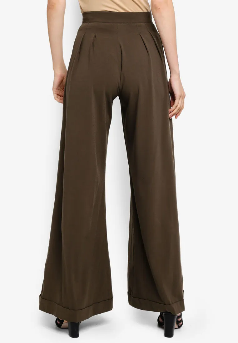 Olive Green Wide Leg Pants