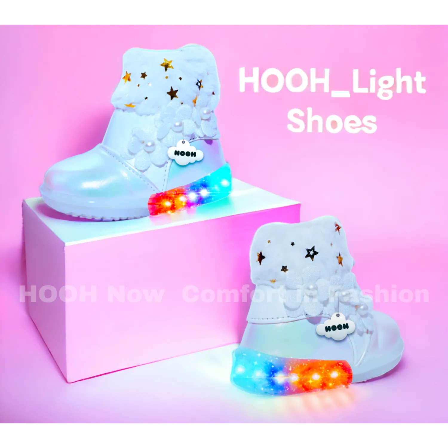 Pink Colored Kid’s Unisex LED Long Shoes