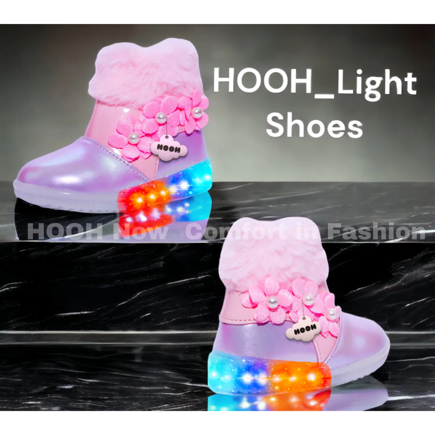 Pink Colored Kid’s Unisex LED Long Shoes