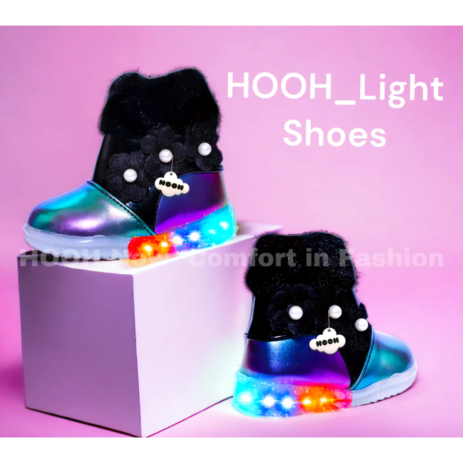 Pink Colored Kid’s Unisex LED Long Shoes
