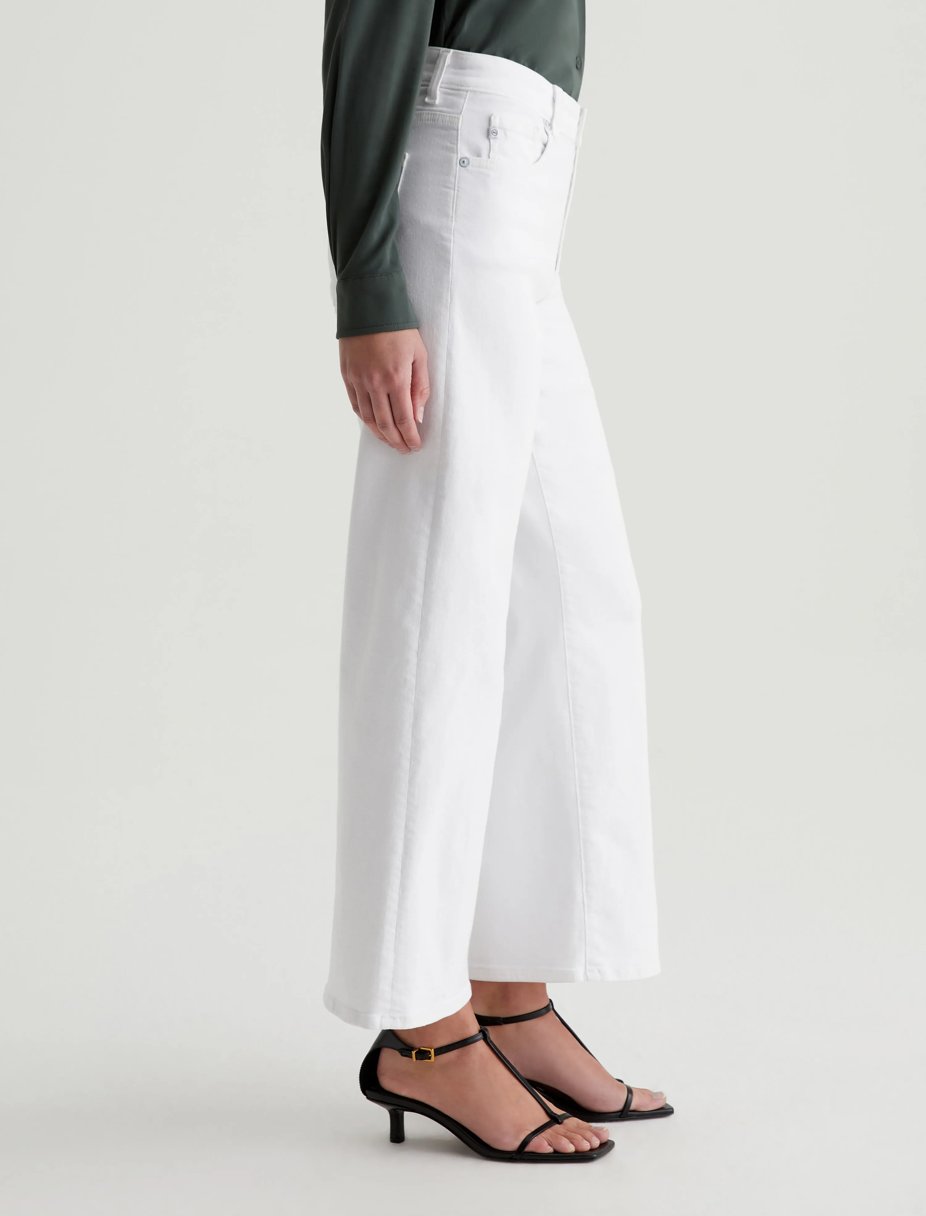 Saige Wide Leg Crop - White