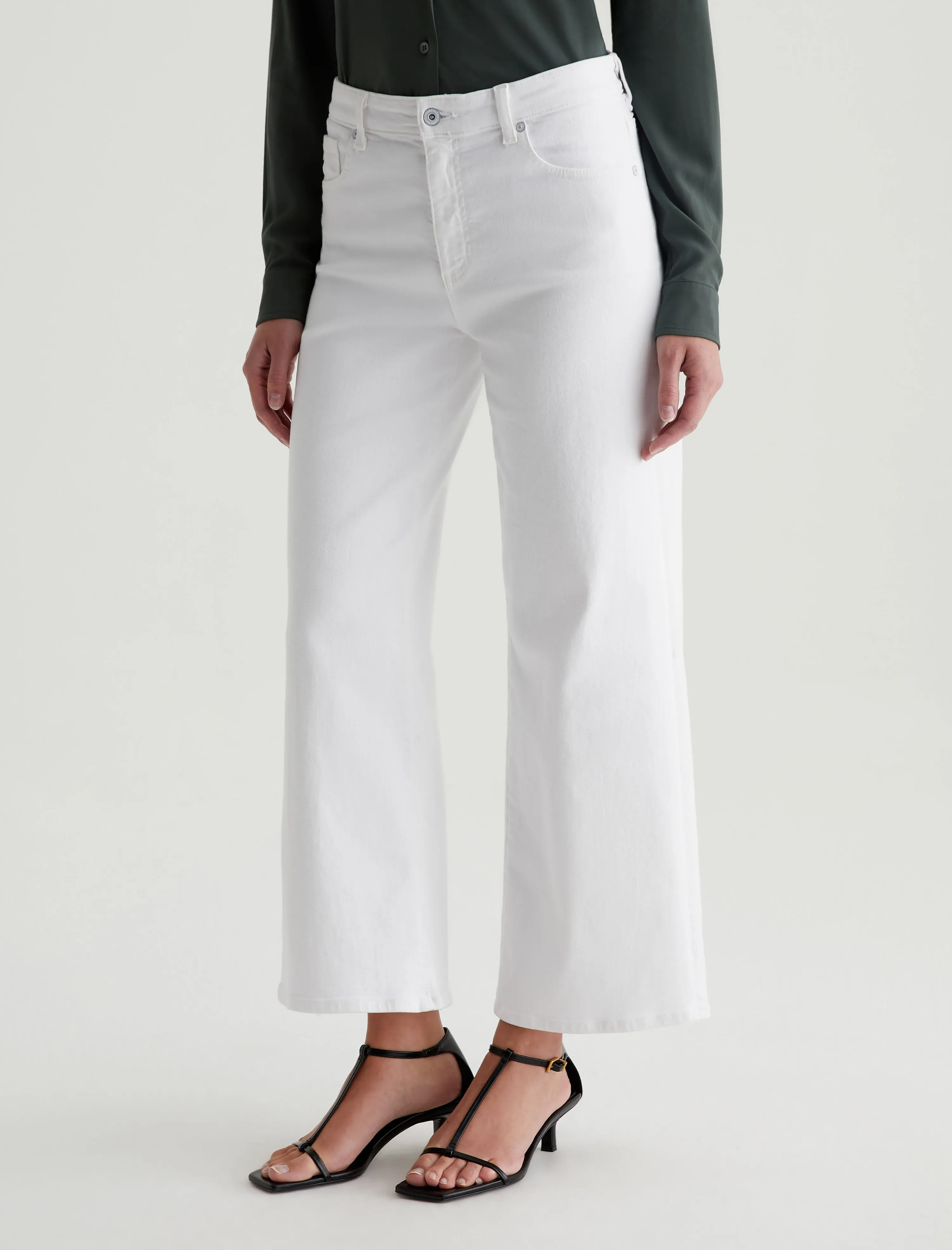 Saige Wide Leg Crop - White
