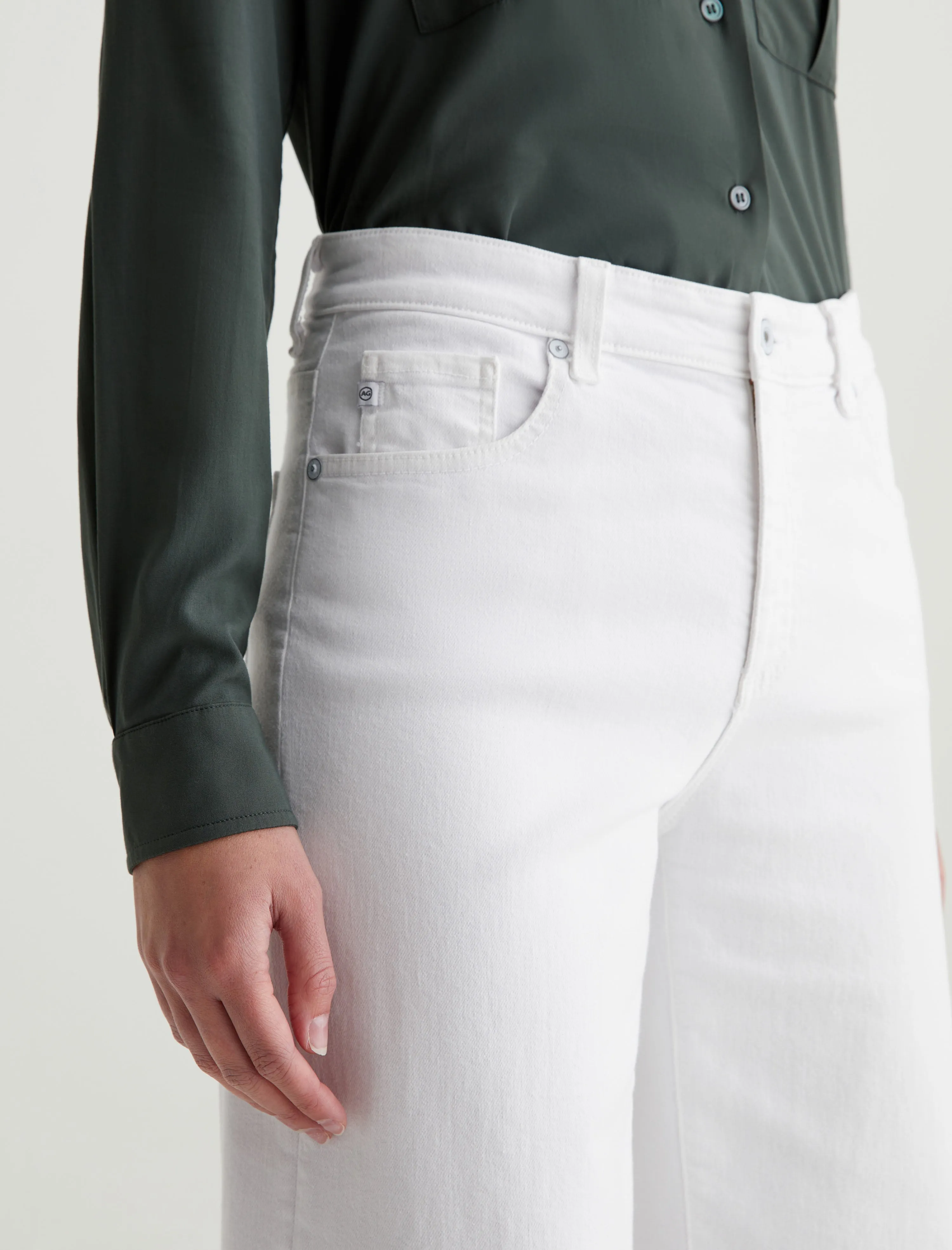 Saige Wide Leg Crop - White