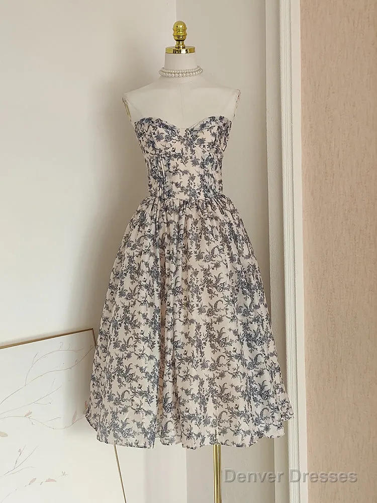 Sexy A Line Sweetheart Floral Holiday Dress Travel Vacation Dresses Birthday Dress