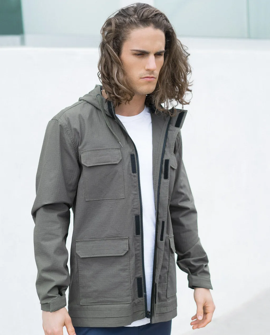 Tavik Four Pocket Hooded Light Jacket Olive