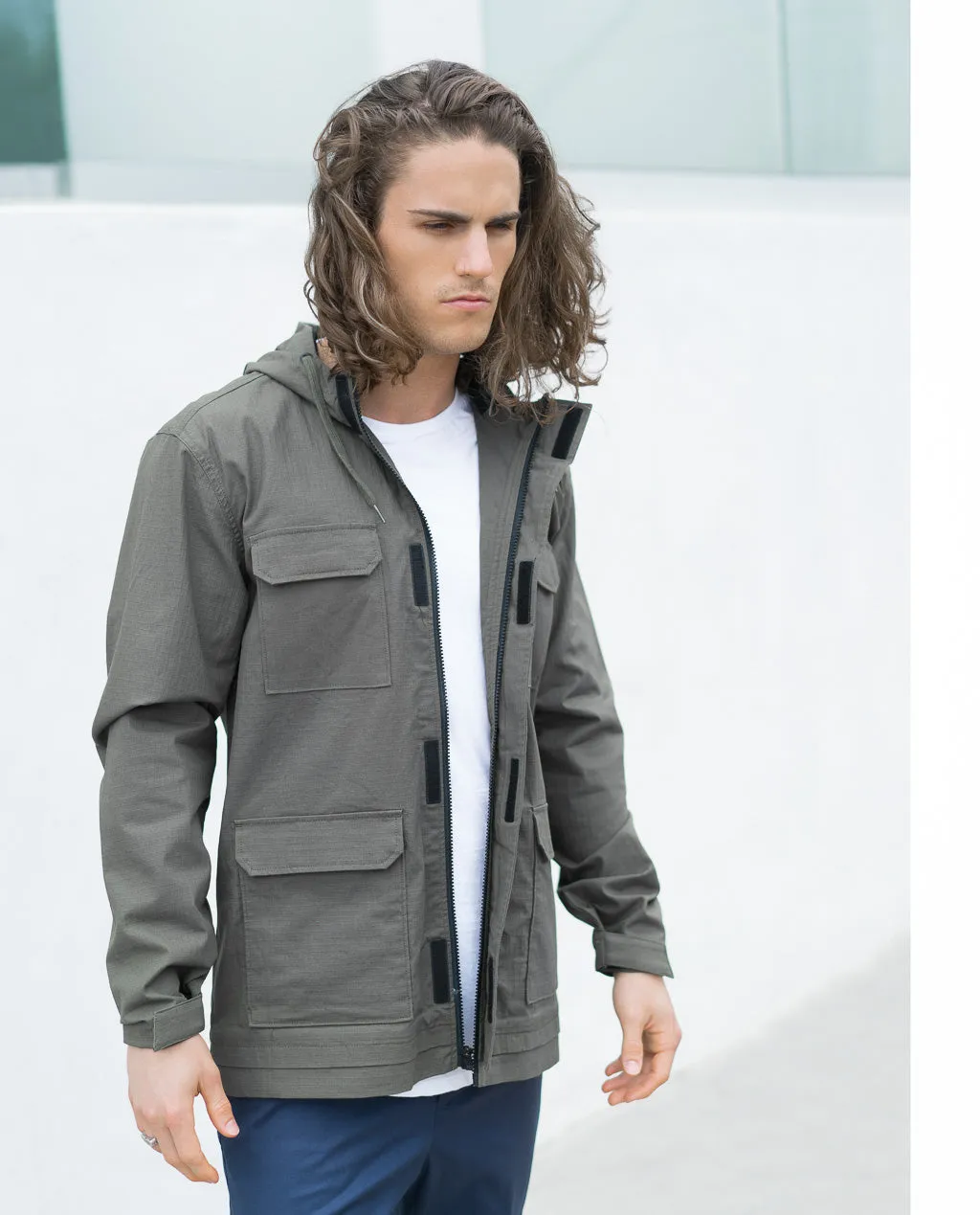 Tavik Four Pocket Hooded Light Jacket Olive