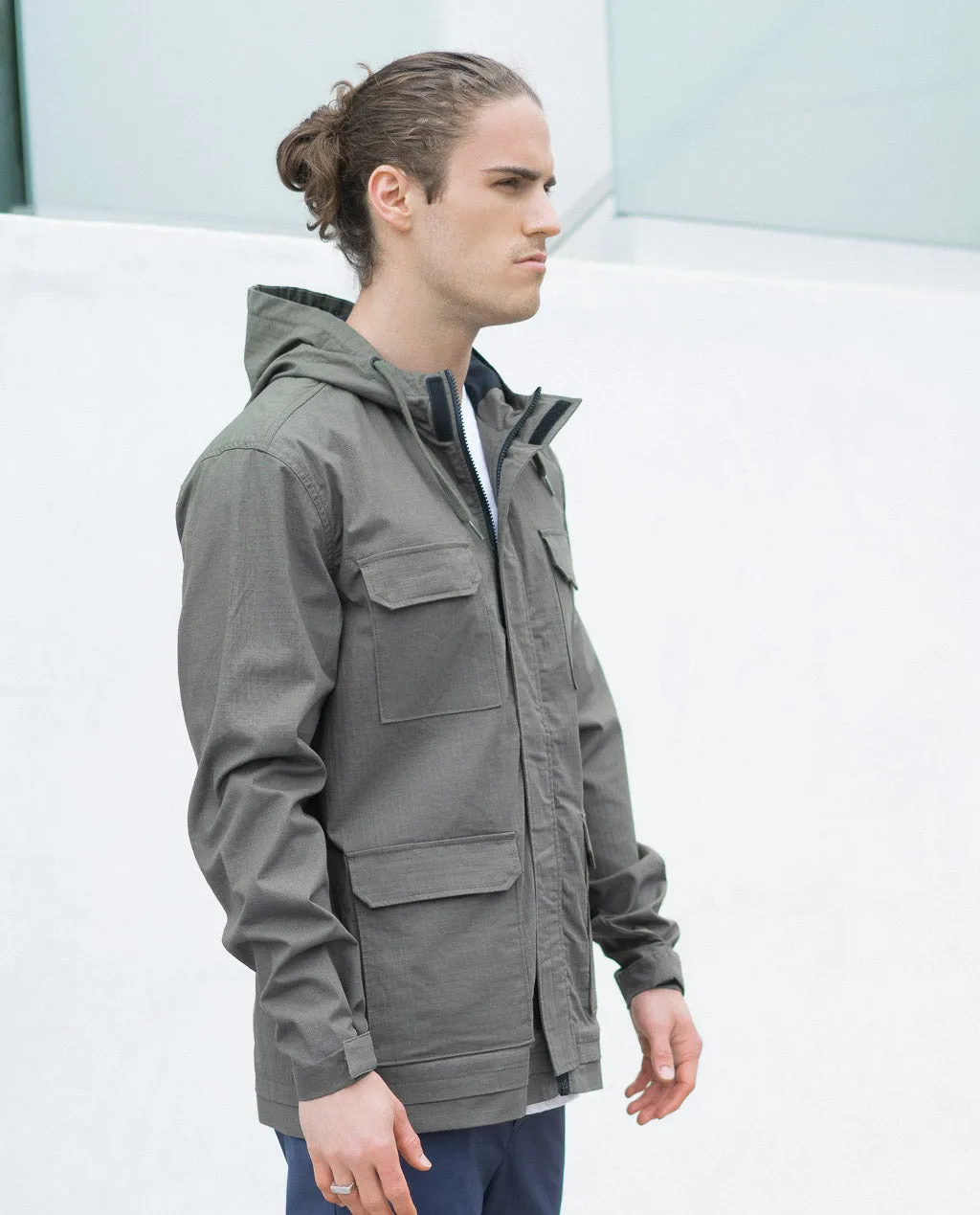 Tavik Four Pocket Hooded Light Jacket Olive