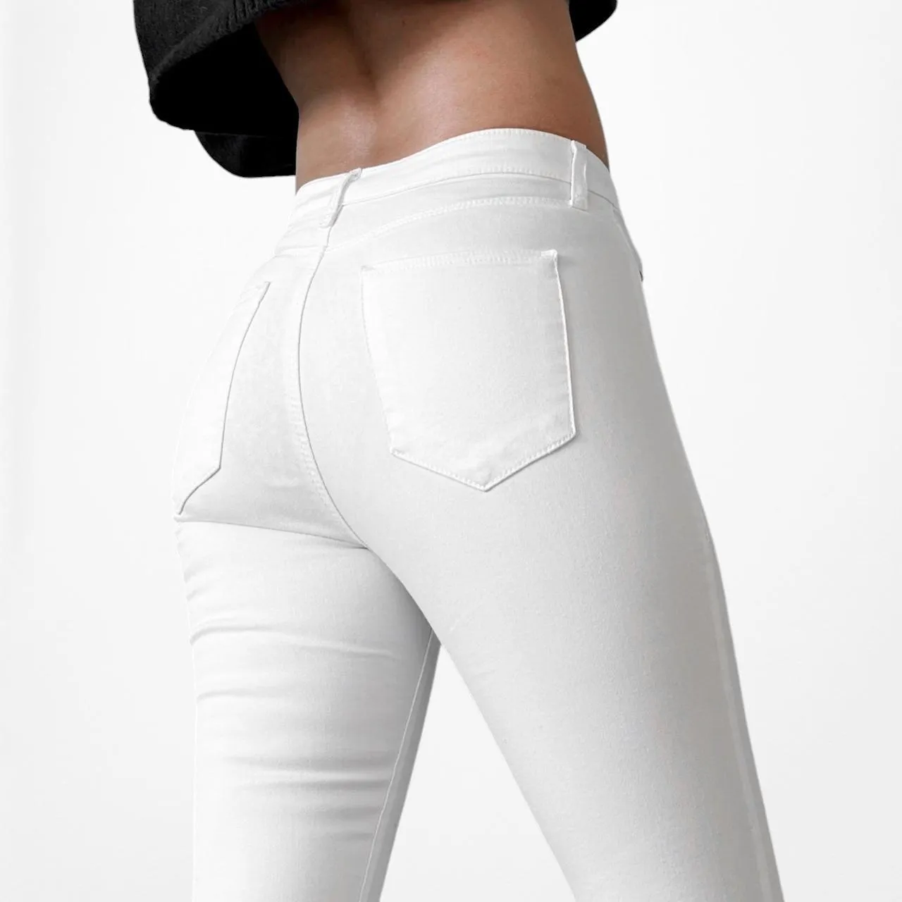Topshop White Petite Destroyed Distressed Ripped Knee Skinny Denim Jeans Size XS