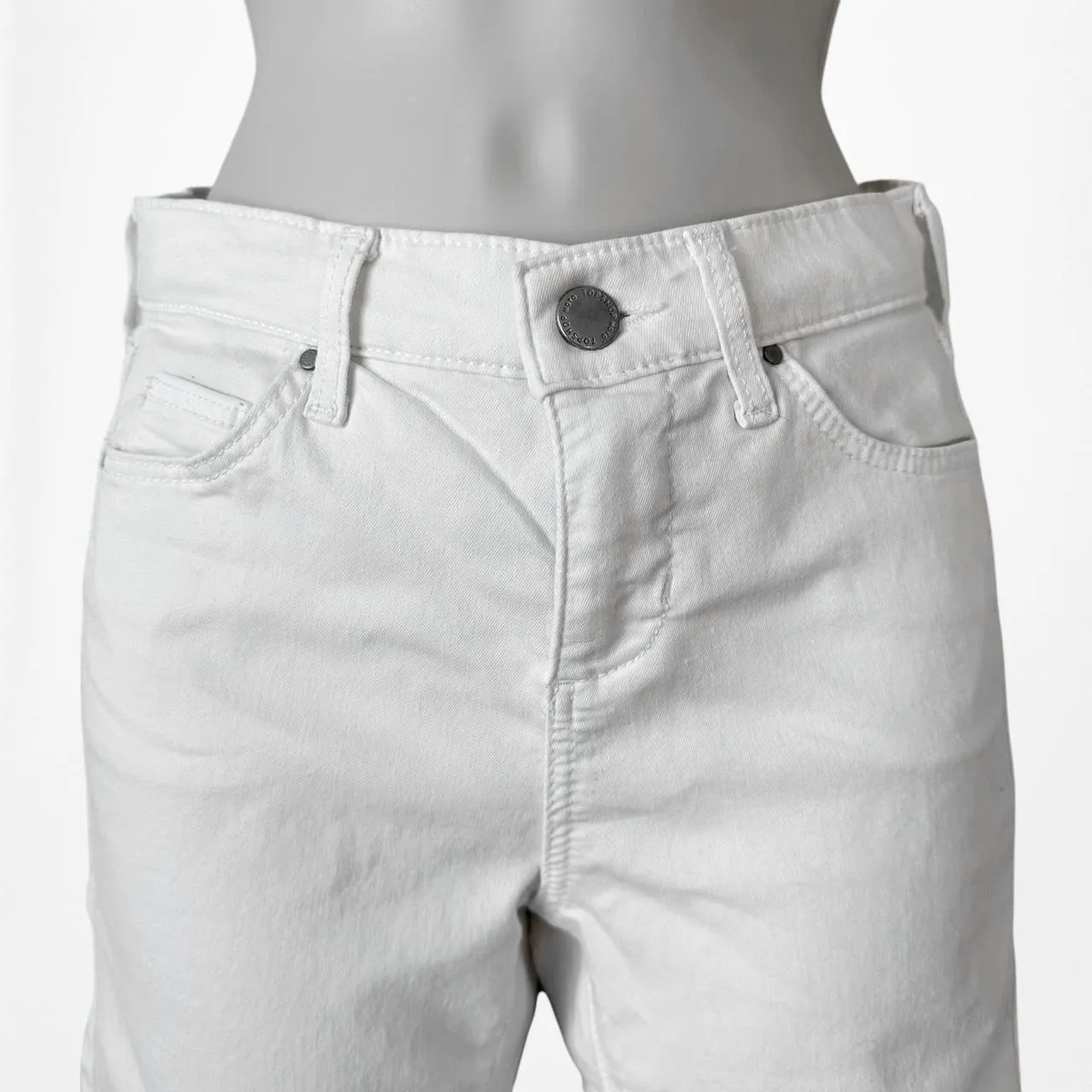 Topshop White Petite Destroyed Distressed Ripped Knee Skinny Denim Jeans Size XS
