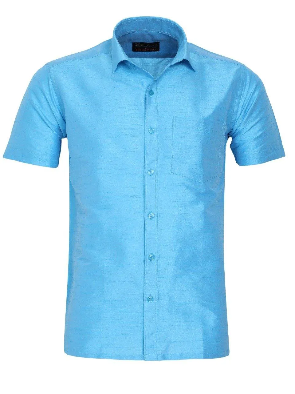 Traditional Raw Silk Shirt for men (Sky Blue) - 90024A