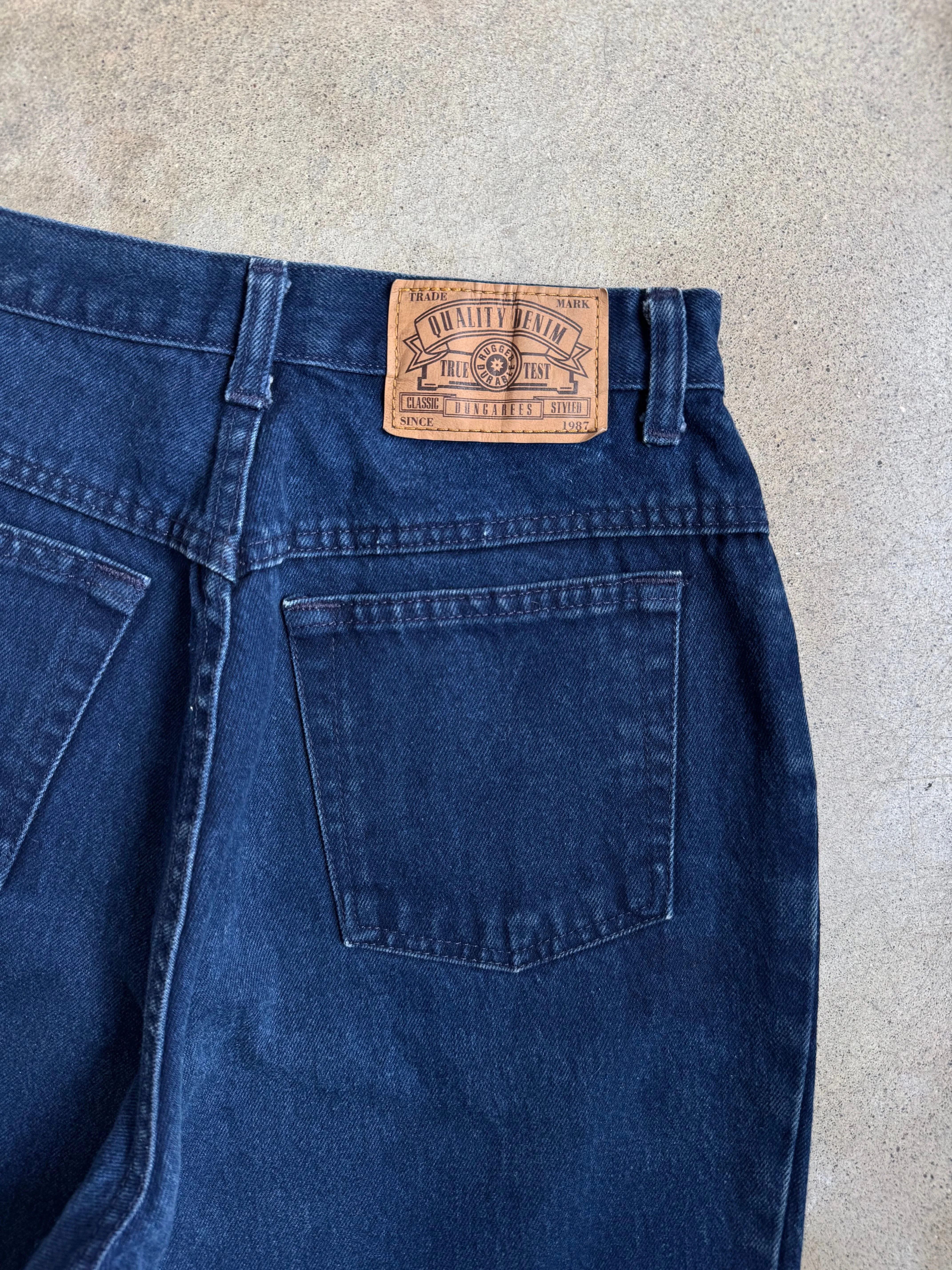 Vintage Dark Wash High-Waisted Tapered Jeans (W27")