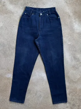 Vintage Dark Wash High-Waisted Tapered Jeans (W27")
