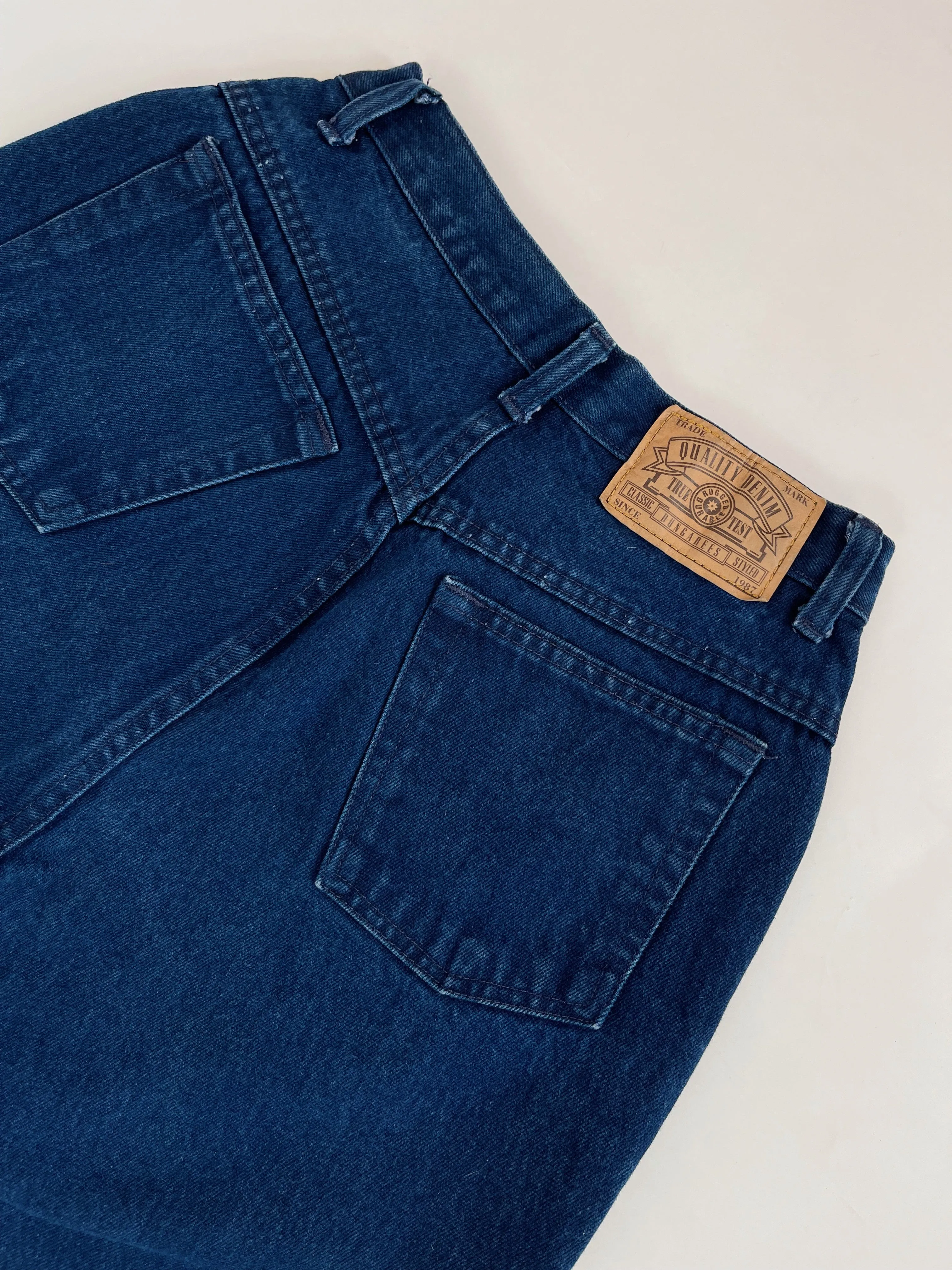 Vintage Dark Wash High-Waisted Tapered Jeans (W27")