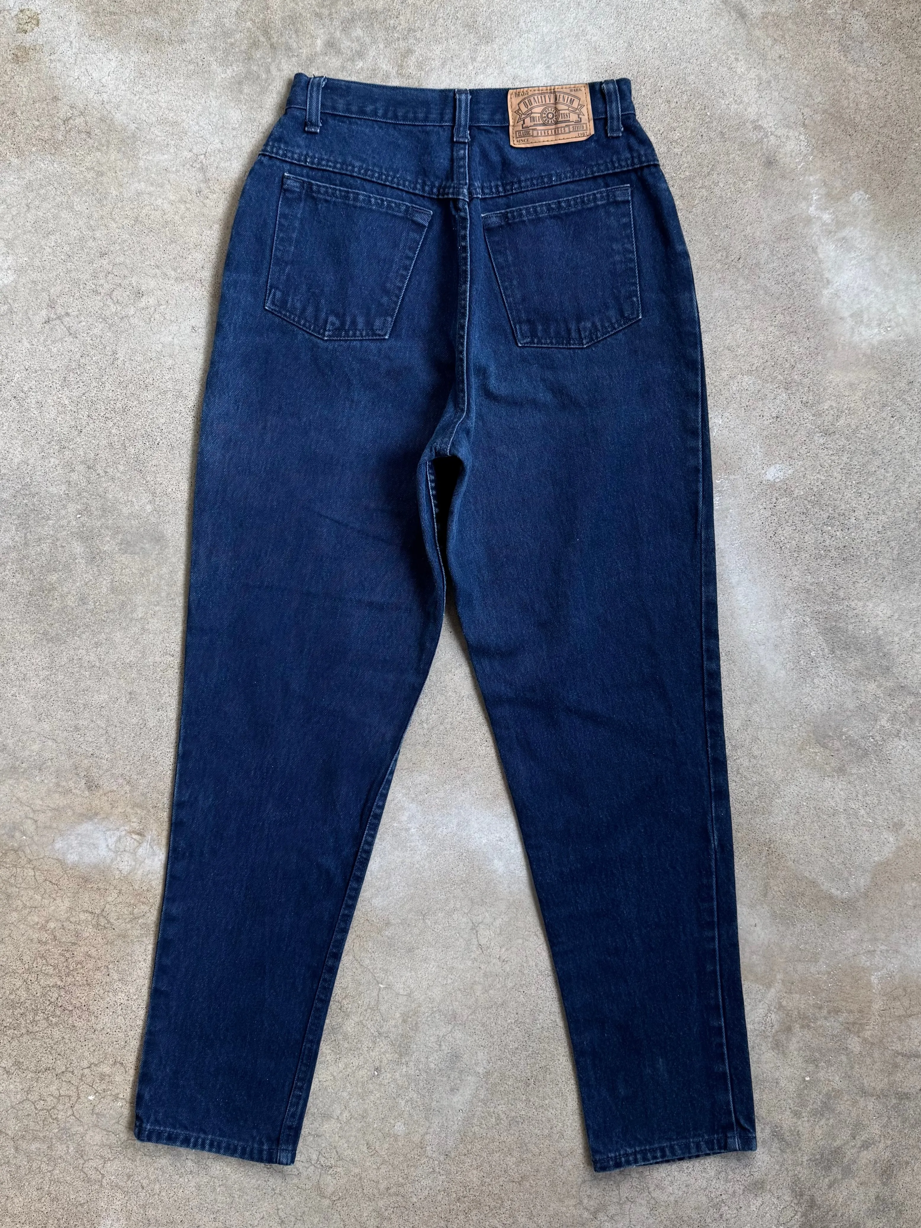 Vintage Dark Wash High-Waisted Tapered Jeans (W27")
