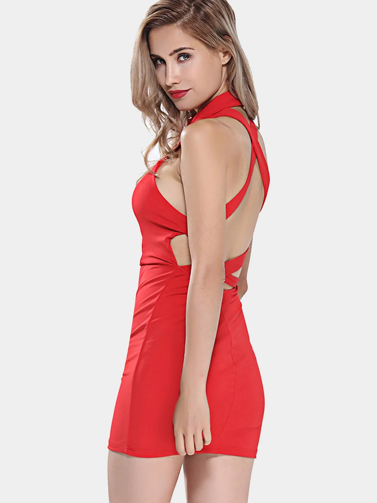Wholesale Crossed Back Strap Bodycon Party Dresses
